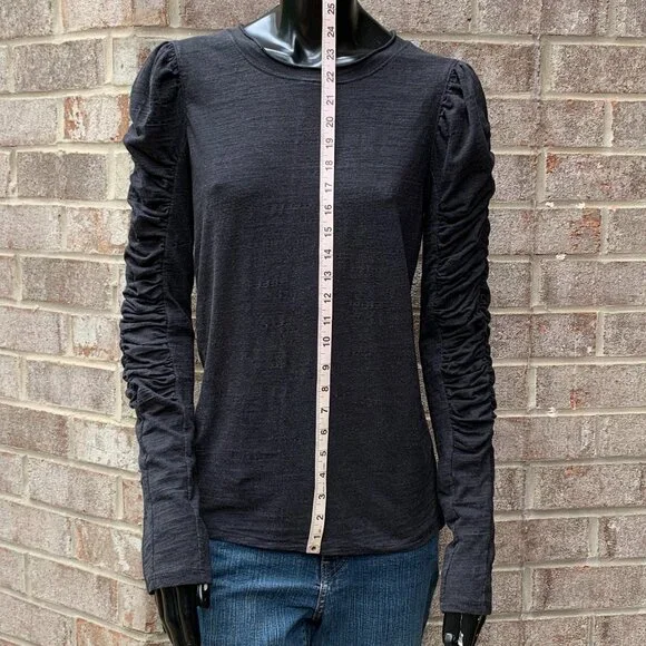 We The Free Natasha Crewneck Ruched Long Sleeve Top Sz M - Picture 10 of 13
